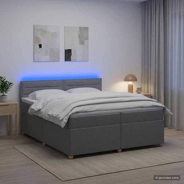 Maison Exclusive - Boxspring seng med madras Lys grå 200 x 200 cm Stof