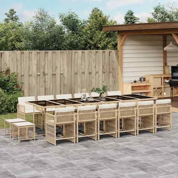 Maison Exclusive - Puutarhakalusteryhmä ja tyynyt 17 kpl beige