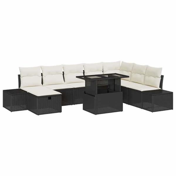 Maison Exclusive - 9 stk. have-sofa sæt i sort polyrotin Svart