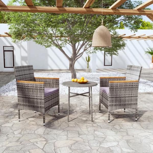 Maison Exclusive - Have spisebordssæt 3 stk. Vævet harlekin Grå