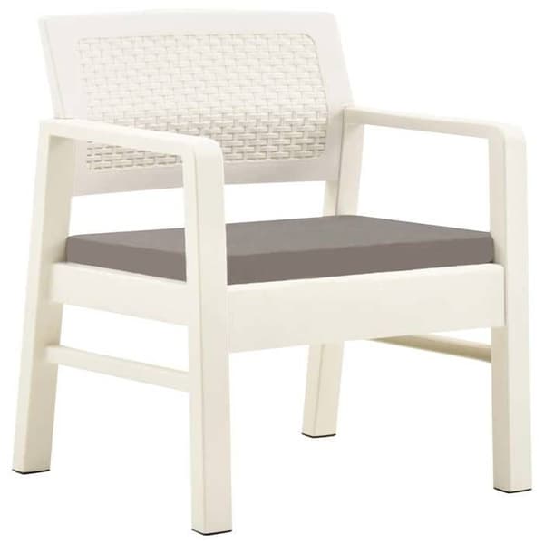 Havemøbel sæt - MAISON EXCLUSIVE - 3 stk - Plastisk harpiks - Hvid - Polyester puder Vit