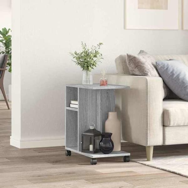 Maison Exclusive - Sidebord med hjul, sonoma grå, ingeniørtræ
