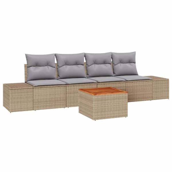 Maison Exclusive - 5 osan beige polyrottinkinen puutarhakalustesetti