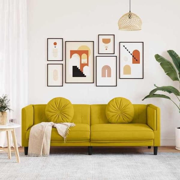 Maison Exclusive - Sofa med puder 3 pladser gul fløjl