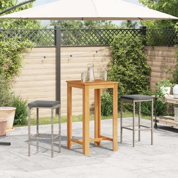 Maison Exclusive - Havebar sæt 3 dele grå massiv akacietræ rattan Grå
