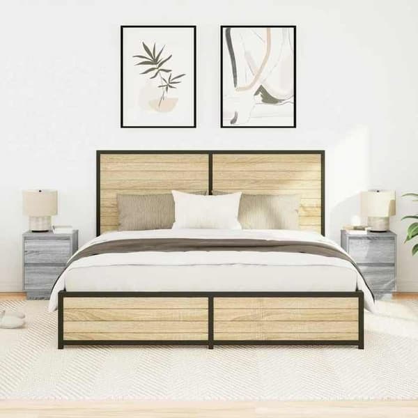 Maison Exclusive - Natborde med LED-lys 2 stk sonoma grå 38x34x50 cm