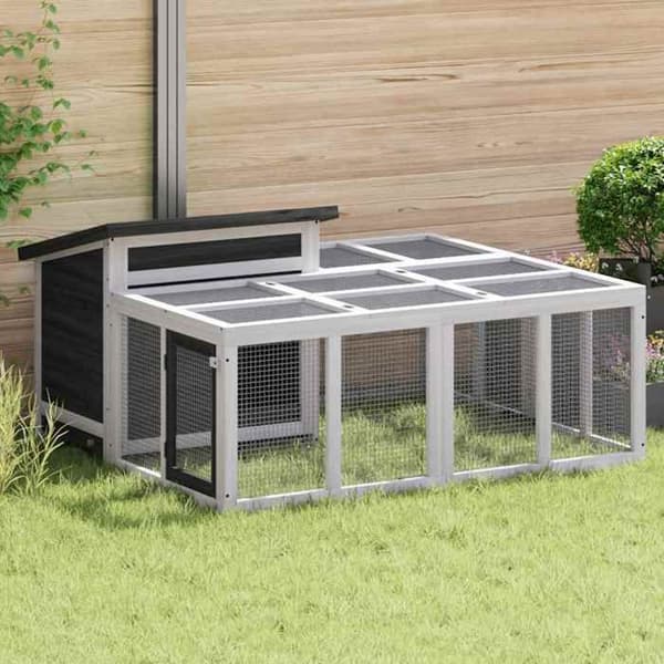 Maison Exclusive - Harmaa Clapier 144x123x67,5 cm massiivipuusta grå