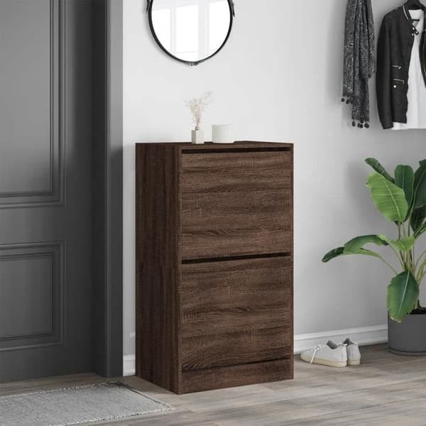 Maison Exclusive - Skab til sko med 2 foldbare skuffer i brun eg