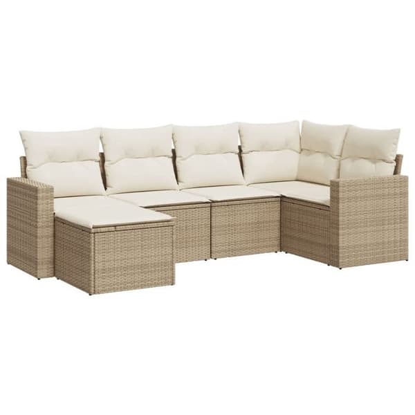 Maison Exclusive - Trädgårdsmöbler med kuddar 6 delar beige flätad resin