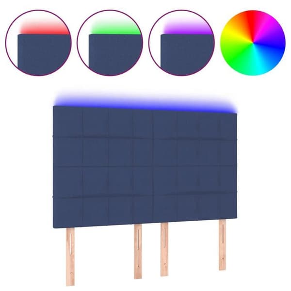 Maison Exclusive - LED-huvudgavel Blå 144x5x118/128 cm Tyg blå