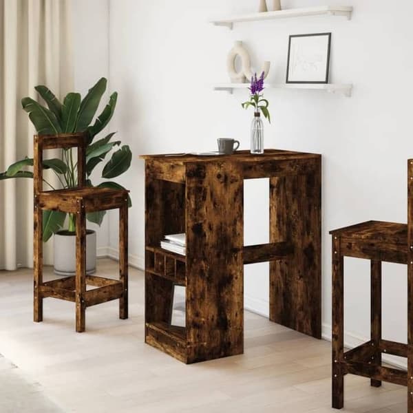 Maison Exclusive - Barbord med hylder i røget egetræ, ingeniørtræ