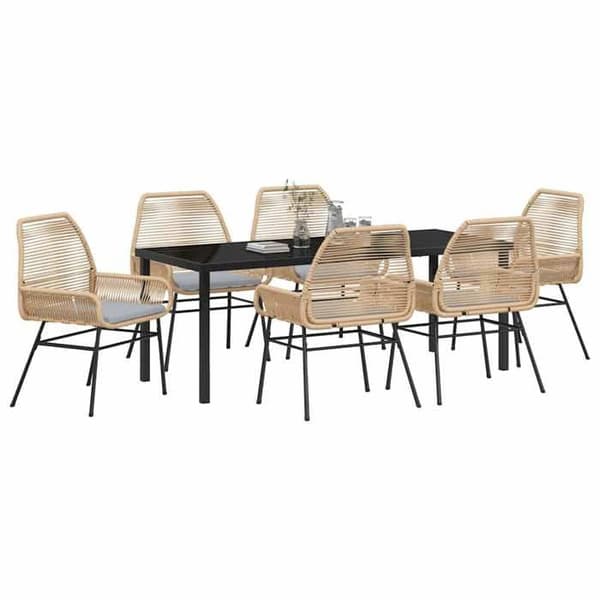 Maison Exclusive - 7 pc spisebordssæt til haven i brun polyrotin brun
