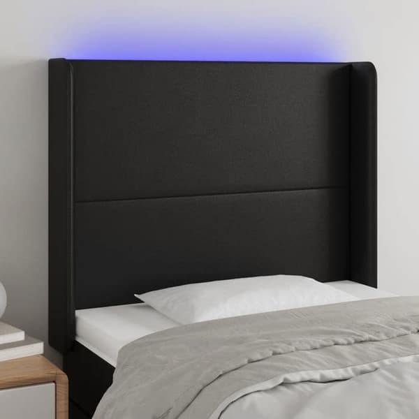 Maison Exclusive - LED Hovedgærde Sort 83x16x118/128 cm Syntetisk Læder