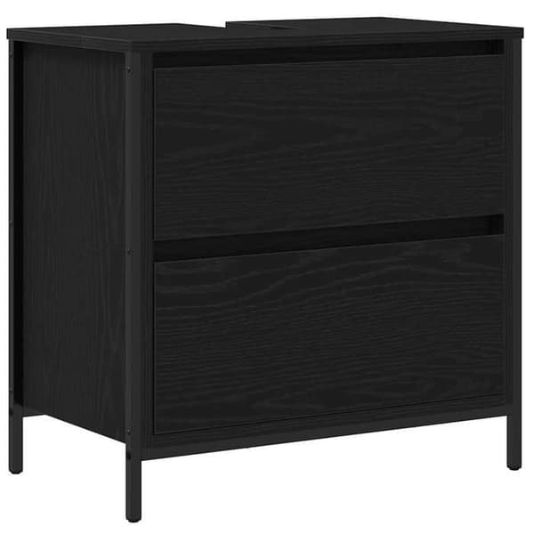 Maison Exclusive - Badeværelsesmøbel med vask og skuffer i sort eg 60x34,5x60 cm