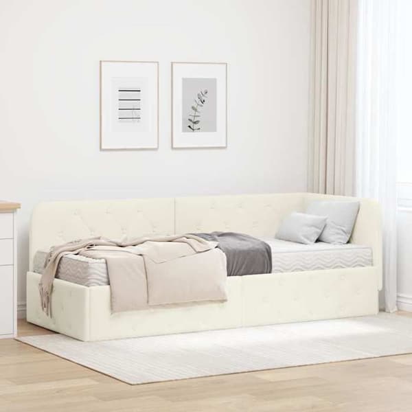 Maison Exclusive - Hörnsängram Creme 80 x 200 cm Sammet Grädde