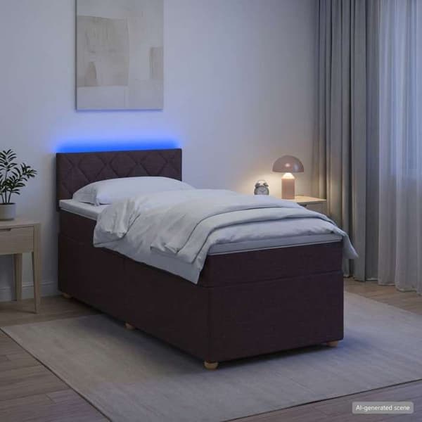 Maison Exclusive - Boxspring säng med madrass Mörkbrun 90 x 200 cm Tyg Mörkbrun