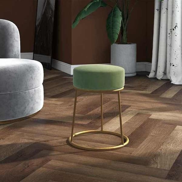 Maison Exclusive - Rund taburet Grøn sennep Velour