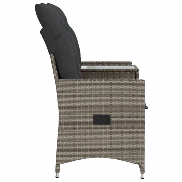 Havemøbel - EKSKLUSIVT HUS - Justerbar - 2 pladser - Grå poly rattan - Indbygget midterbord Grå