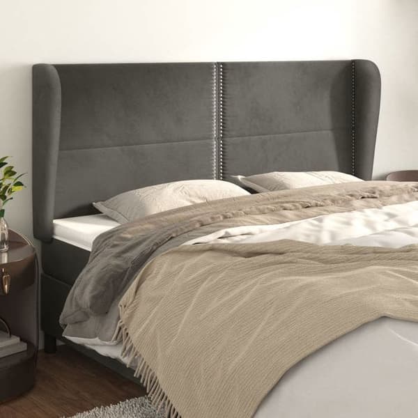 Maison Exclusive - Päätylevy korvilla Tummanharmaa 203x23x118/128 cm Sametti