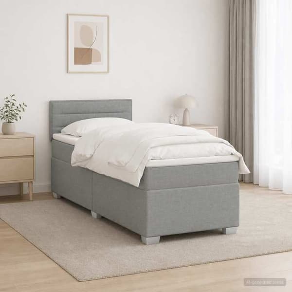 Maison Exclusive - Boxspring-säng med madrass och LED Ljusgrå Enkel Tyg