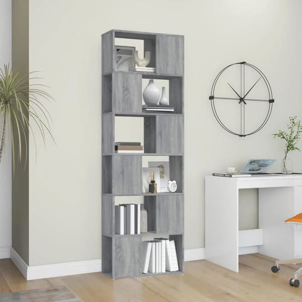 Maison Exclusive - Bibliotek/Rumseparator Sonoma grå 60x24x186 cm