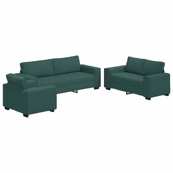Maison Exclusive - 3-delt sofa sæt med mørkegrønne stofpuder