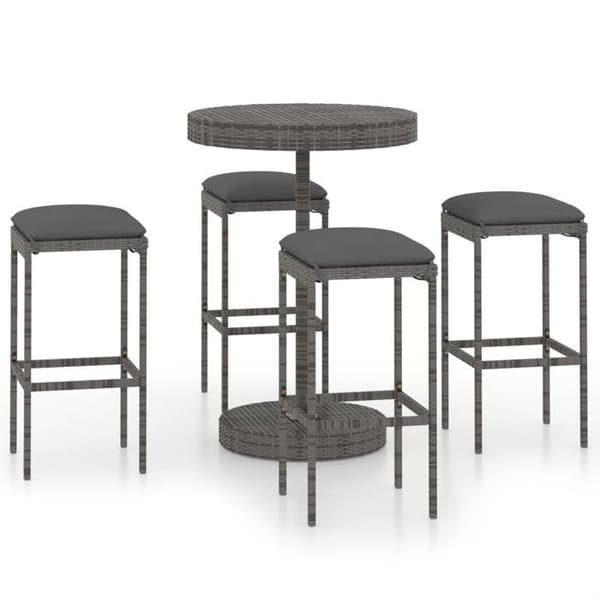 Maison Exclusive - Havebar sæt 5 dele med puder, flet i grå grå