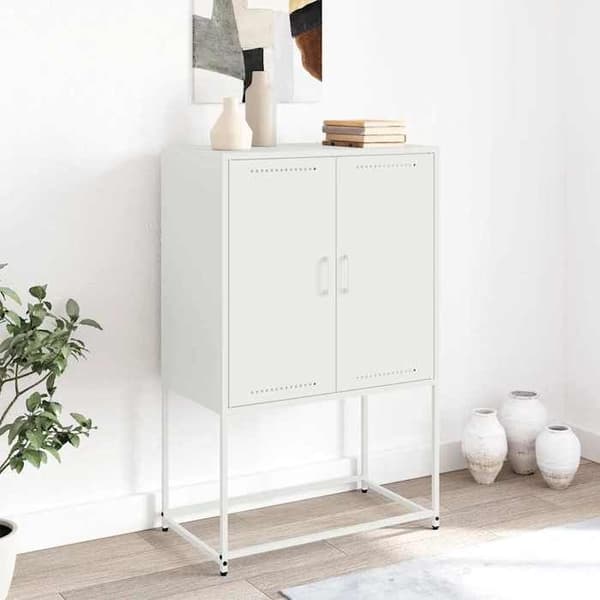 Buffet høj - EKSKLUSIV HUS - 68,5x38,5x107 cm - Stål - Hvid - 4 rum Vit