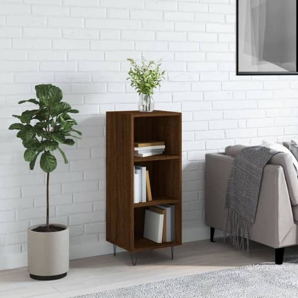 Maison Exclusive - Buffet i brunt egetræ 34,5x32,5x90 cm ingeniørtræ brun ek