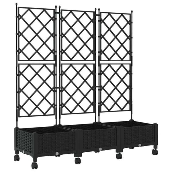 Maison Exclusive - Havebed med gitter og hjul 3 stk Sort PP