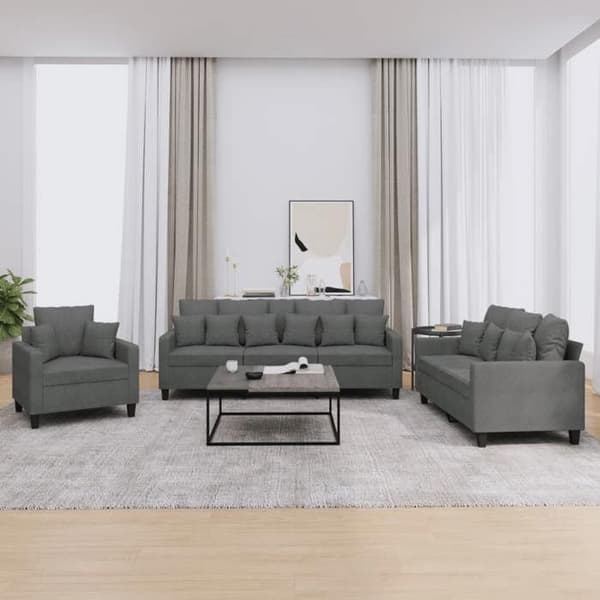 Maison Exclusive - Sæt af 3 sofaer med mørkegrå puder i stof