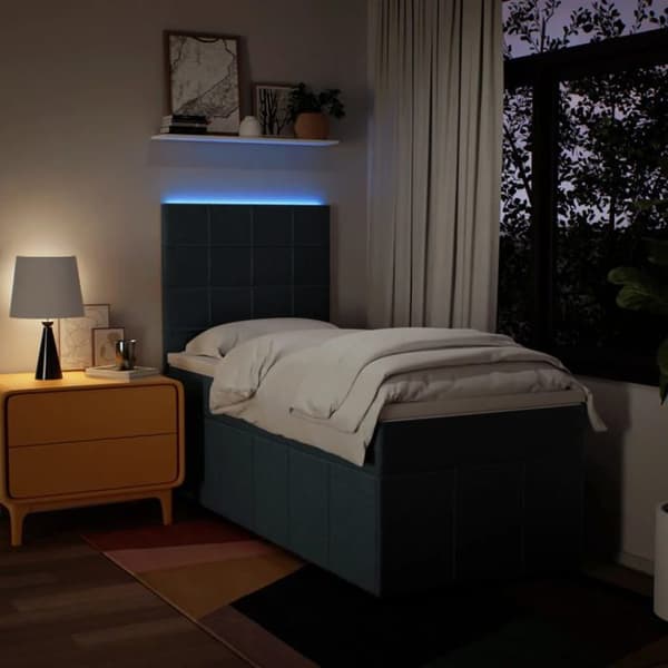 Maison Exclusive - Sengestel med springmadras Blå 90x200 cm Stof
