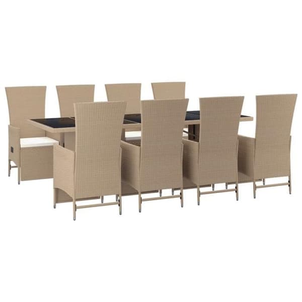 Trädgårdsmöbelset - EXKLUSIVT HUS - 9 delar - Beige - Polyrotting - Fällbara stolar beige