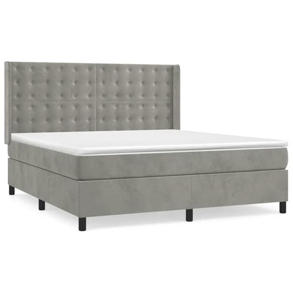 Maison Exclusive - Seng solid bund med socker og madras Grå 160x200cm Velour