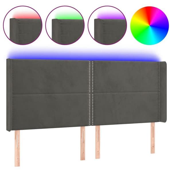 Maison Exclusive - LED-päätyharso Tummanharmaa 163x16x118/128 cm Sametti mörkgrå