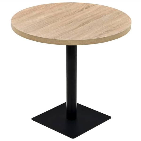 Bistrobord - Maison Exclusive - Rund Ø80 cm - MDF-plade med egetræsfiner - Ben og base i stål, H75 cm
