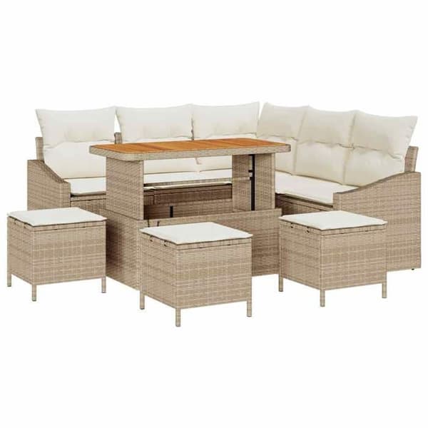 Maison Exclusive - 9-osainen puutarhakalustesarja 8-hengen Beige