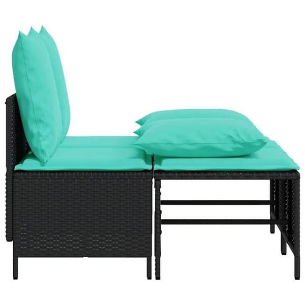 Maison Exclusive - 4-delars trädgårdsoff-set med svarta kuddar i flätad resin