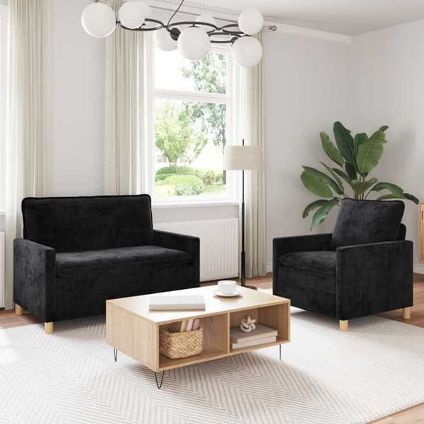 Maison Exclusive - 2 kpl sohvakokonaisuus musta polyesteri