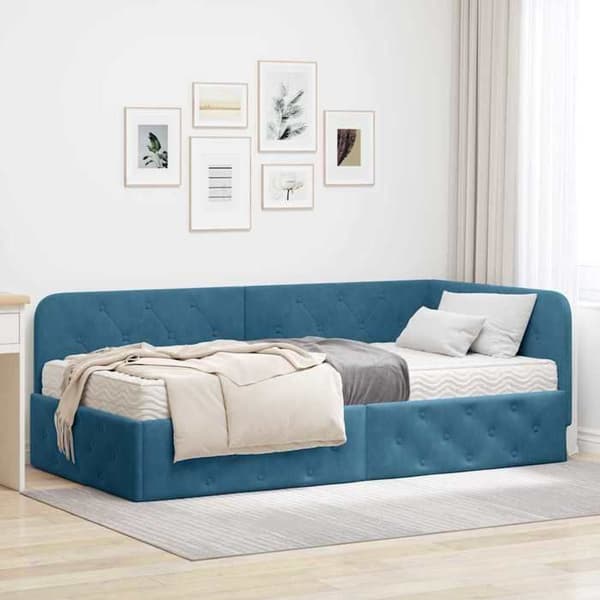 Maison Exclusive - Blå hjørneseng 90 x 200 cm Velour Blå
