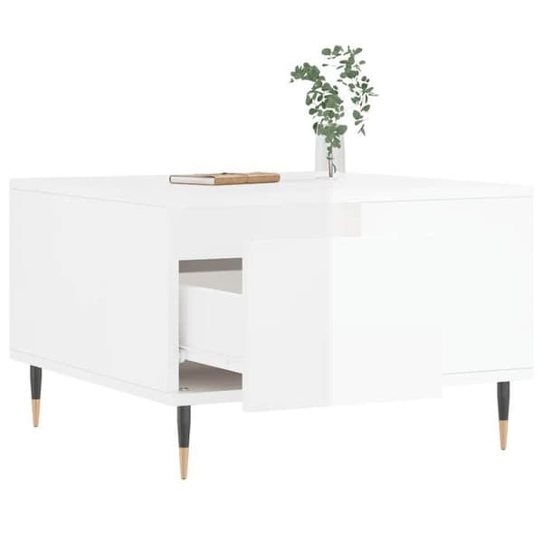 Soffbord - EXKLUSIV HEM - 55x55x36,5 cm - Blank vit - Ingenjörsträ - Förvaringslåda Vit