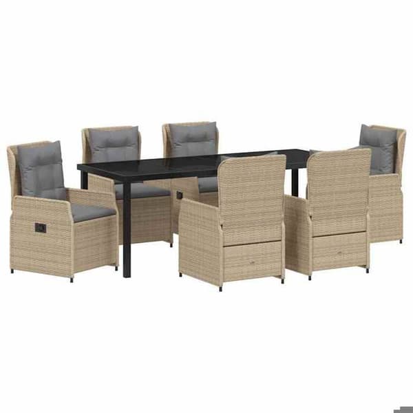 Maison Exclusive - 7 dele have spisebordssæt i beige og lys grå
