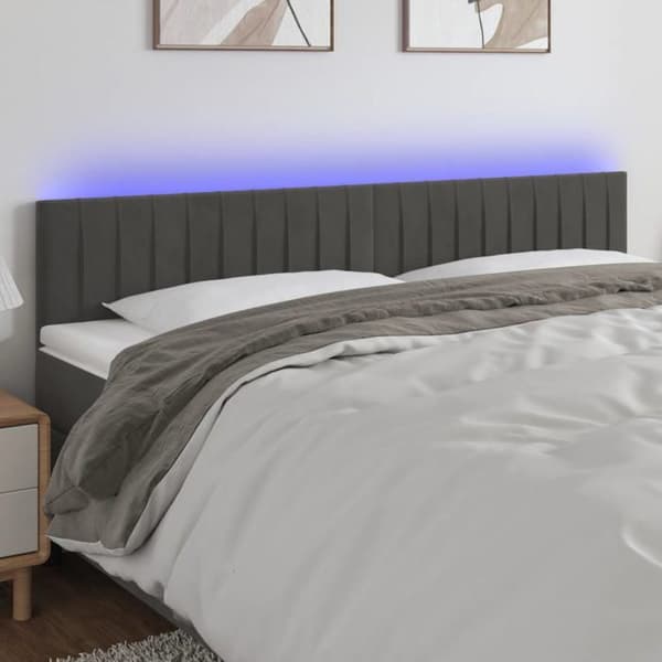 Maison Exclusive - LED-päätyharso Tummanharmaa 180x5x78/88 cm Sametti mörkgrå