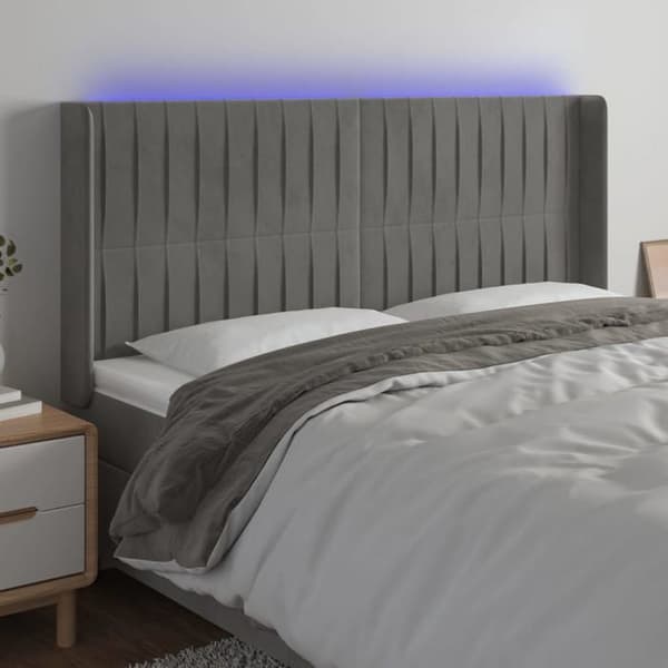 Maison Exclusive - LED-päätyharso Vaaleanharmaa 203x16x118/128 cm Sametti ljusgrått