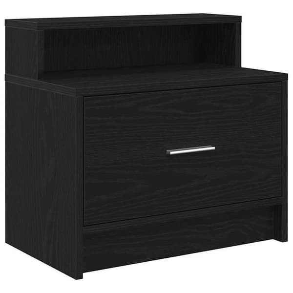Maison Exclusive - Natborde med skuffe 2 stk. egetræ sort 51x31x47 cm