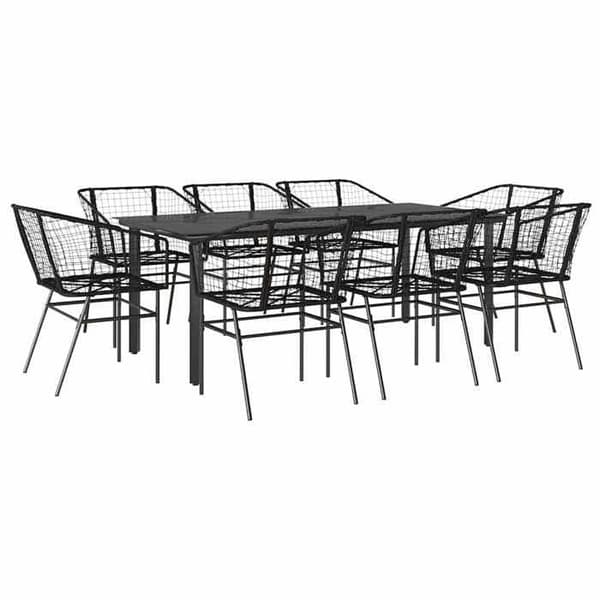 Maison Exclusive - 9-delt have spisebordssæt sort poly rattan glas