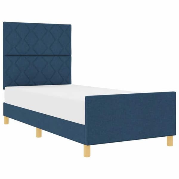 Sängram - EXKLUSIV HEM - 90 x 200 cm - Blå sammet - Huvudgavel - Latten ingår Blå