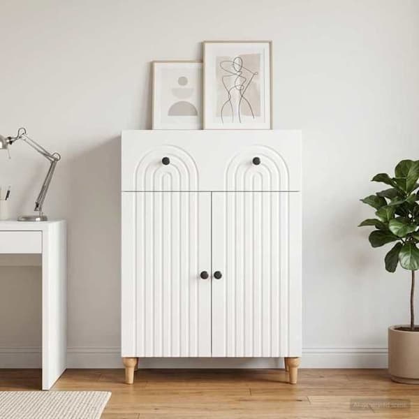 Maison Exclusive - Buffé Vit glänsande 66 x 34,5 x 90 cm Ingenjörsträ