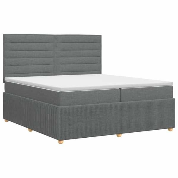Maison Exclusive - Boxspring säng med madrass Mörkgrå 200 x 200 cm Tyg Mörkgrå