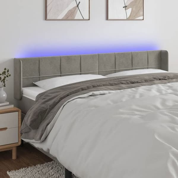 Maison Exclusive - LED-päätyharso Vaaleanharmaa 203x16x78/88 cm Sametti Ljusgrått